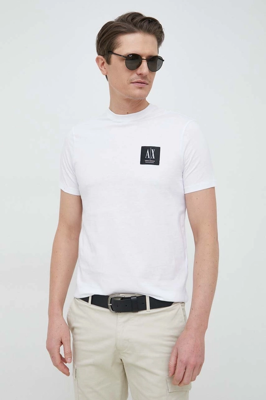 biały Armani Exchange t-shirt bawełniany