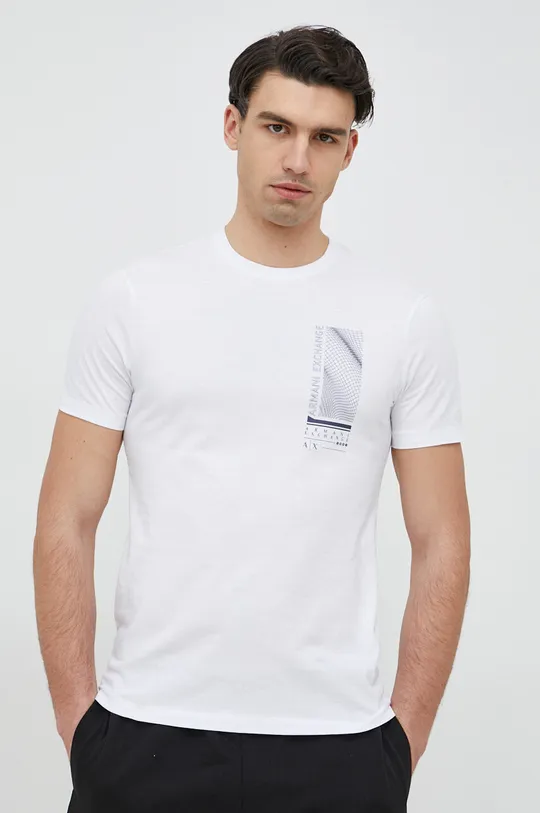 білий Бавовняна футболка Armani Exchange Чоловічий