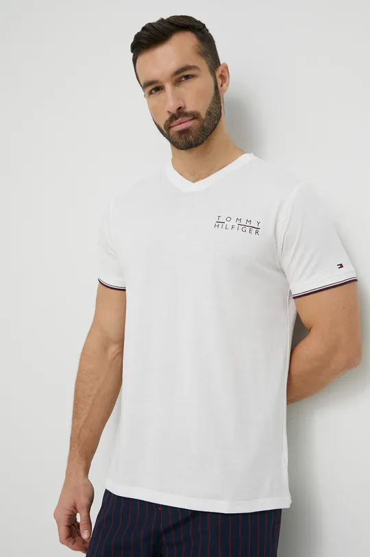 λευκό Βαμβακερό t-shirt Tommy Hilfiger Ανδρικά