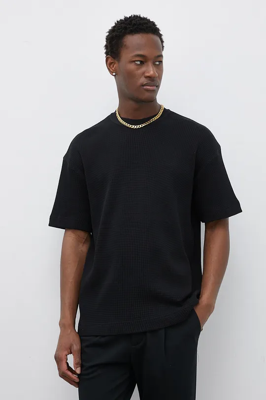 μαύρο Βαμβακερό μπλουζάκι Samsoe Samsoe Ανδρικά