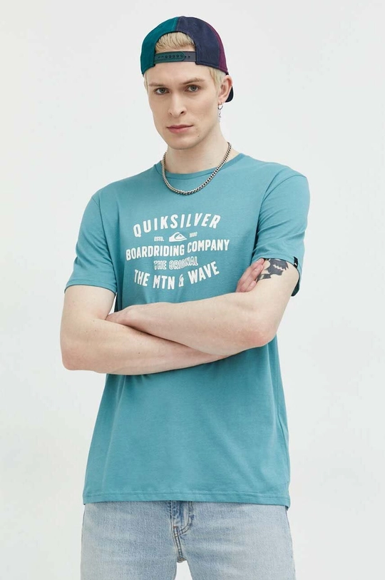 turkusowy Quiksilver t-shirt bawełniany Męski