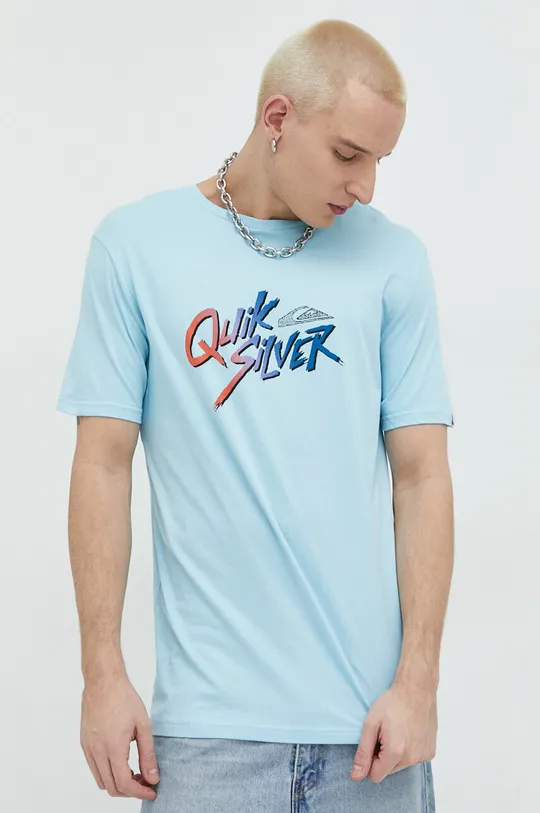 plava Pamučna majica Quiksilver Muški