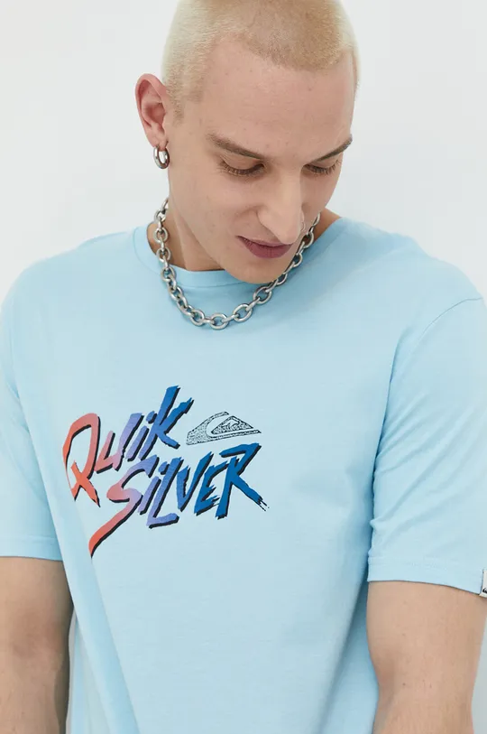 голубой Хлопковая футболка Quiksilver