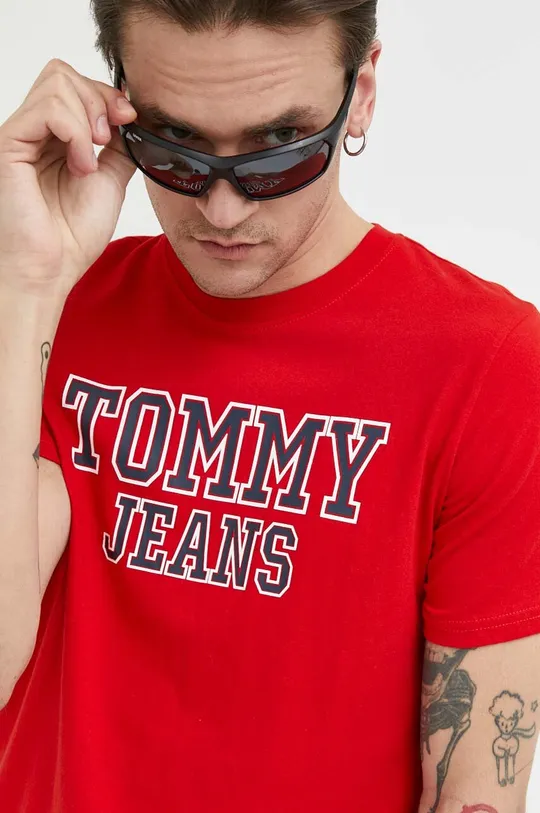 piros Tommy Jeans pamut póló