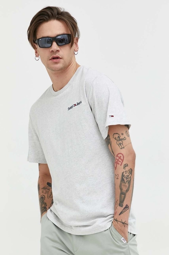 szary Tommy Jeans t-shirt bawełniany Męski