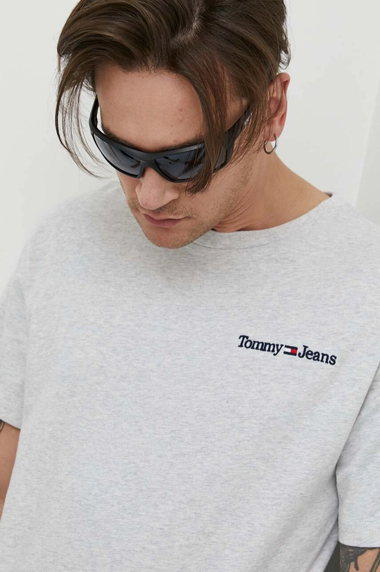 szary Tommy Jeans t-shirt bawełniany