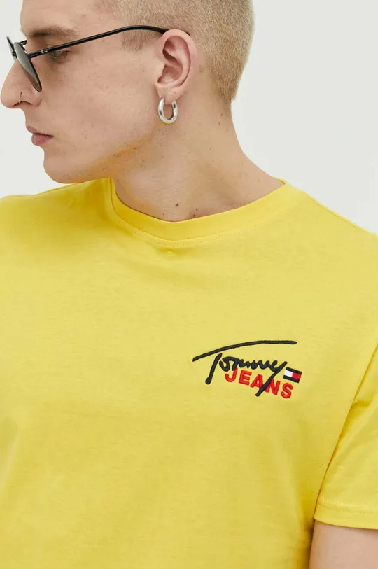 żółty Tommy Jeans t-shirt bawełniany