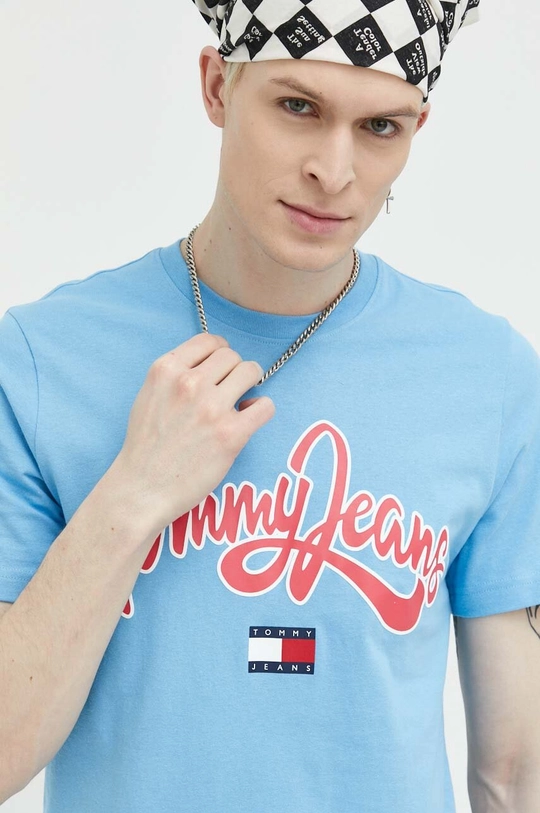 niebieski Tommy Jeans t-shirt bawełniany