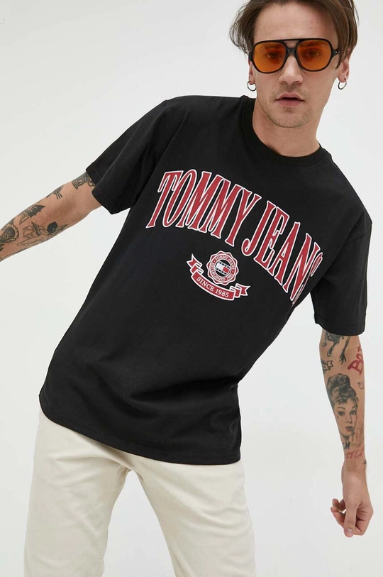 czarny Tommy Jeans t-shirt bawełniany