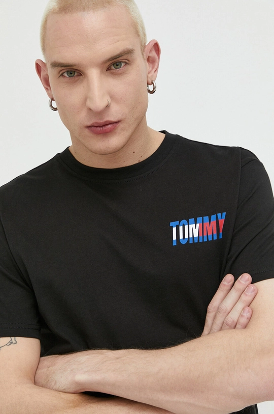 fekete Tommy Jeans pamut póló