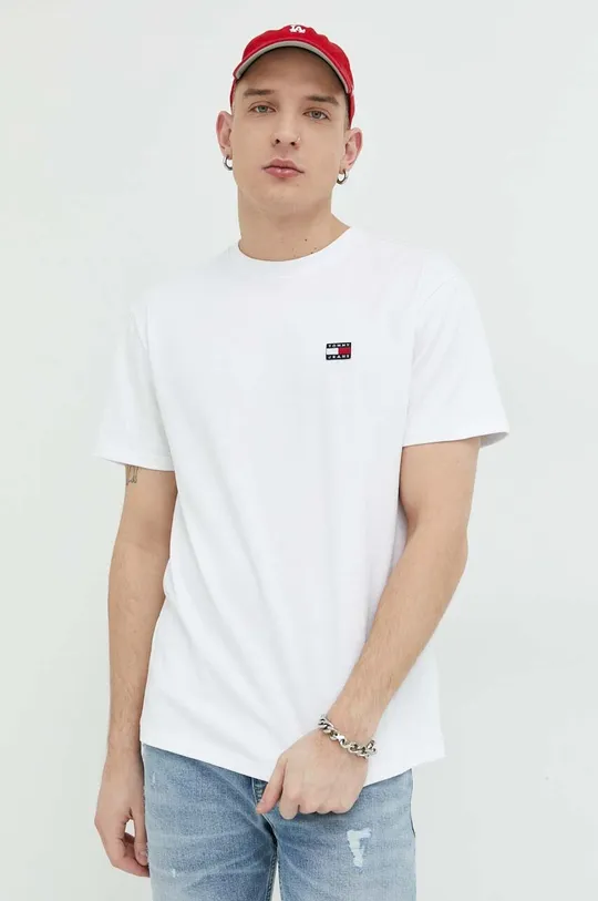 biały Tommy Jeans t-shirt bawełniany Męski