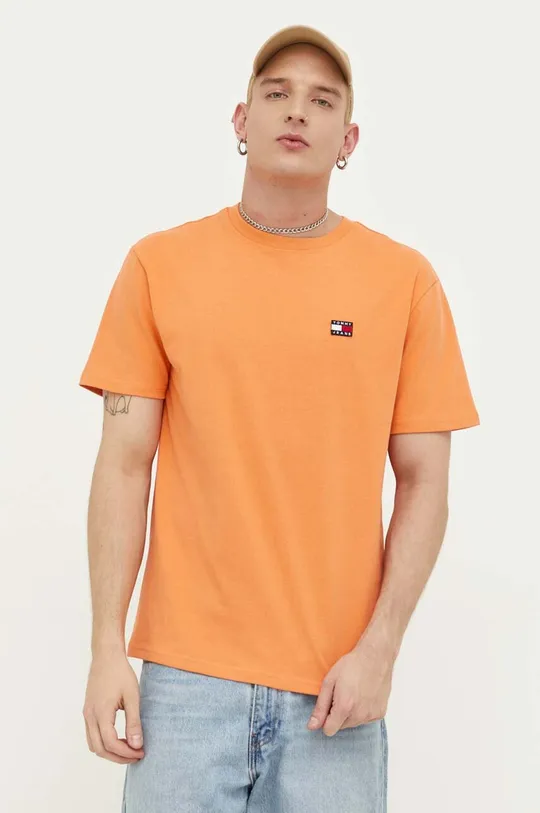 pomarańczowy Tommy Jeans t-shirt bawełniany Męski