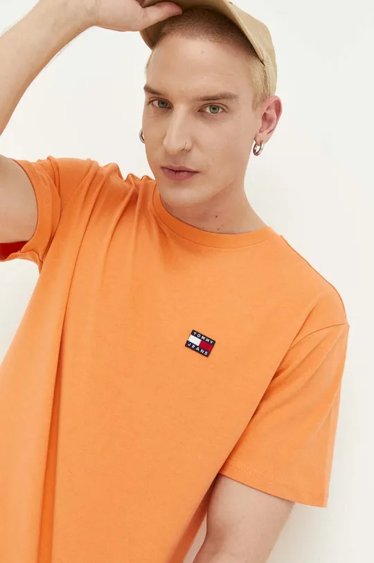 pomarańczowy Tommy Jeans t-shirt bawełniany