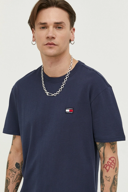 granatowy Tommy Jeans t-shirt bawełniany Męski