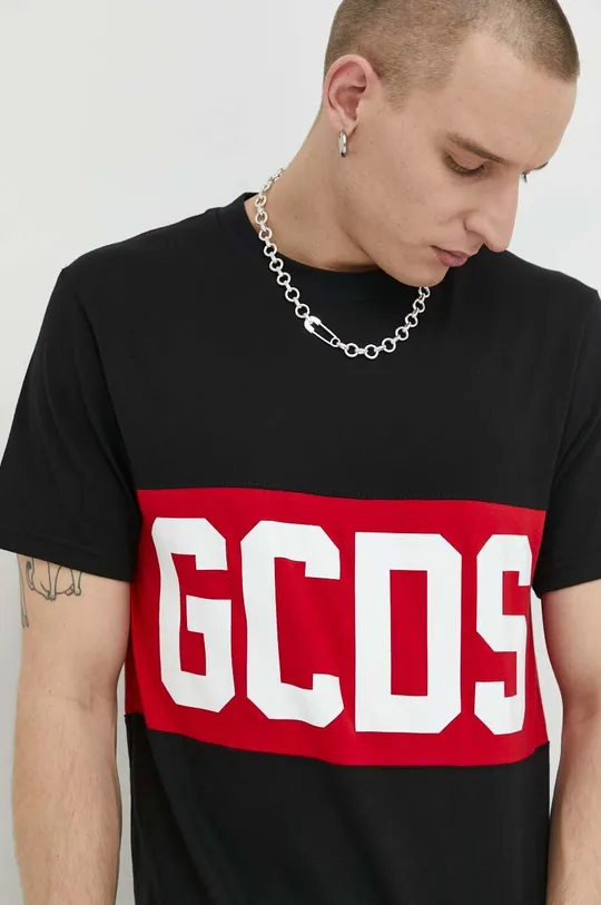 μαύρο Βαμβακερό μπλουζάκι GCDS