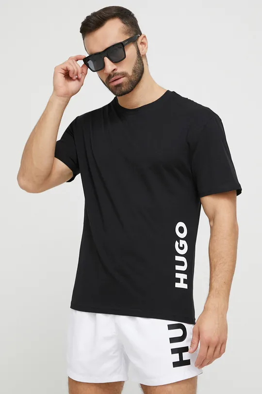 Μπλουζάκι παραλίας HUGO μαύρο