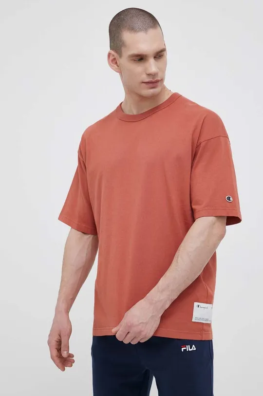 oranžna Bombažna kratka majica Champion Moški