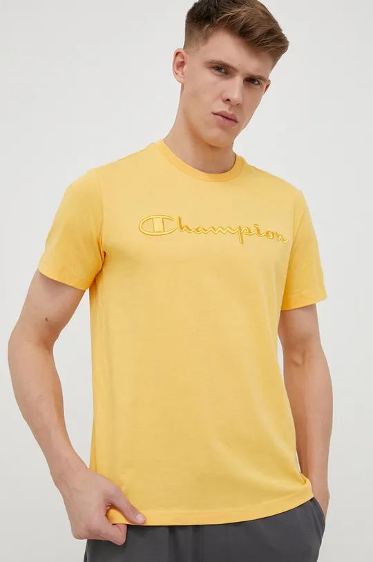 κίτρινο Βαμβακερό μπλουζάκι Champion Ανδρικά
