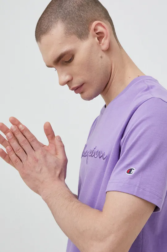 фиолетовой Хлопковая футболка Champion Мужской