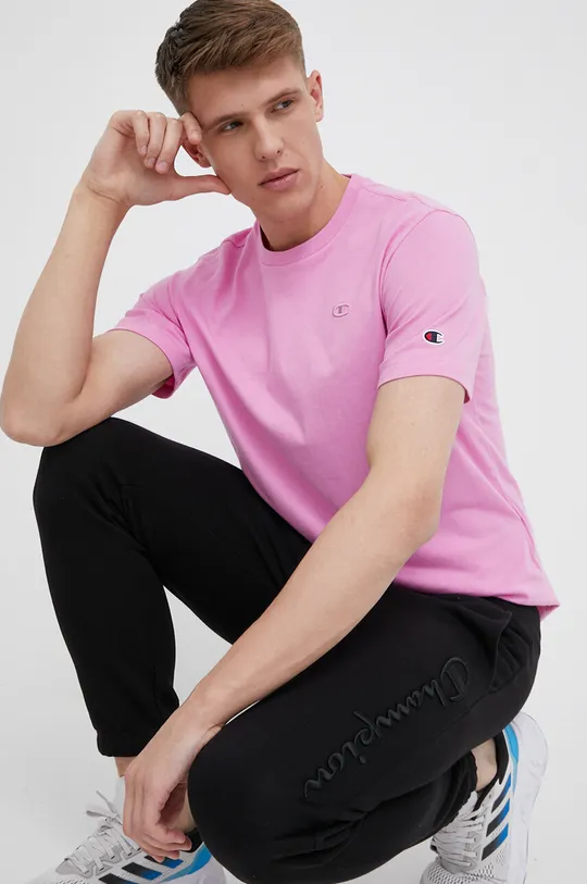 Хлопковая футболка Champion розовый