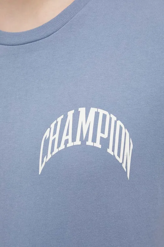 μπλε Βαμβακερό μπλουζάκι Champion