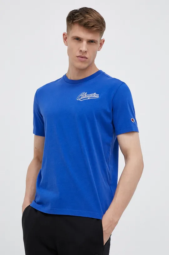 μπλε Βαμβακερό μπλουζάκι Champion Ανδρικά