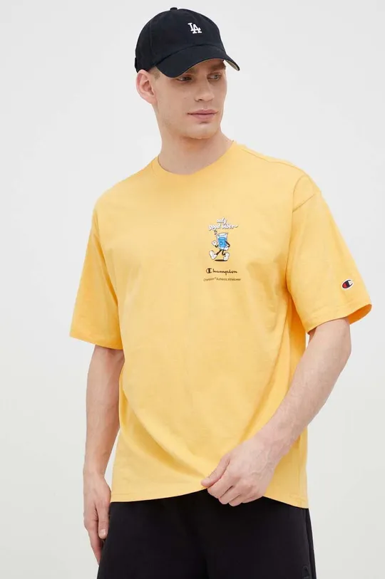 κίτρινο Βαμβακερό μπλουζάκι Champion