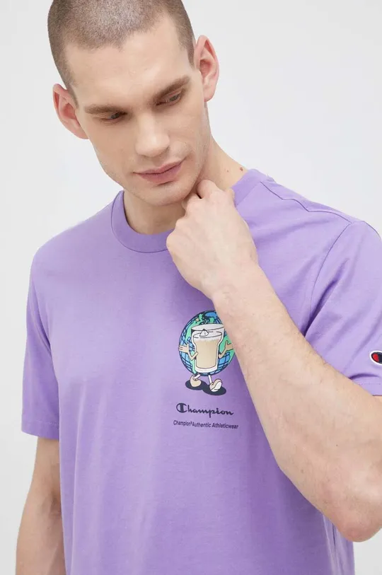 fioletowy Champion t-shirt bawełniany