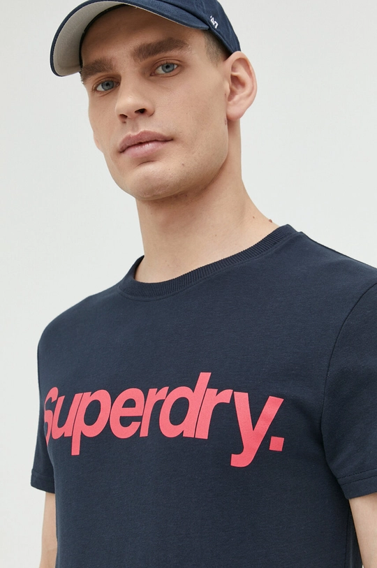 granatowy Superdry t-shirt bawełniany