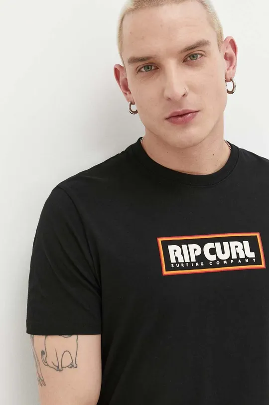 μαύρο Βαμβακερό μπλουζάκι Rip Curl