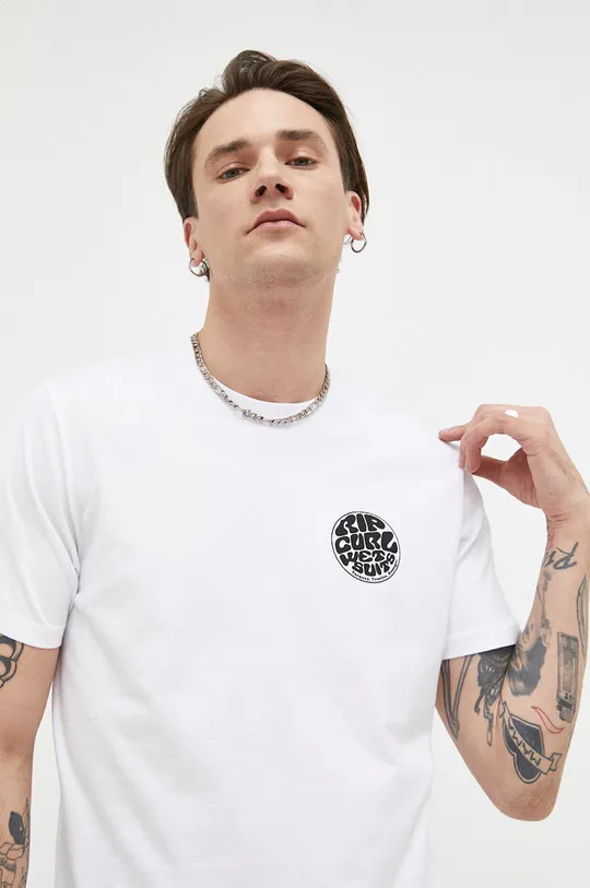 biały Rip Curl t-shirt bawełniany Męski
