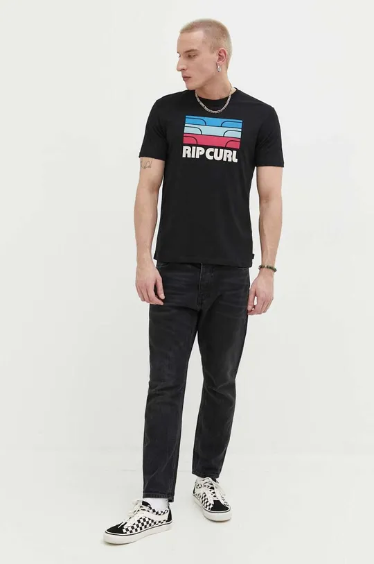Βαμβακερό μπλουζάκι Rip Curl μαύρο