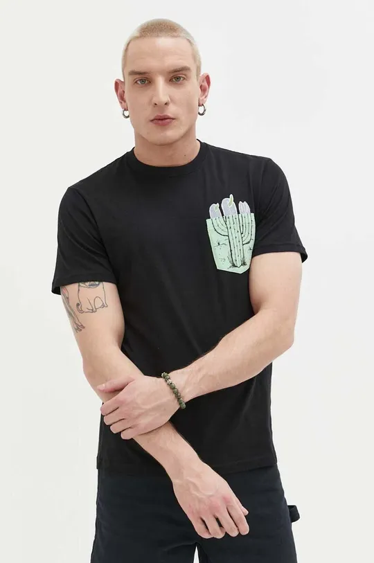 czarny Rip Curl t-shirt bawełniany Męski