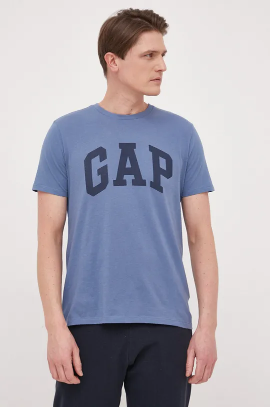 μπλε Βαμβακερό μπλουζάκι GAP Ανδρικά
