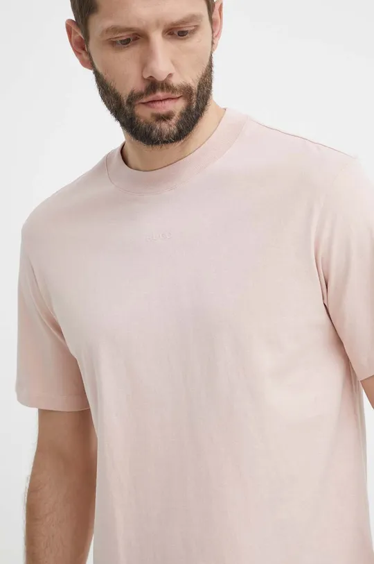ροζ Βαμβακερό μπλουζάκι HUGO Ανδρικά