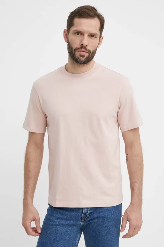 Хлопковая футболка HUGO розовый