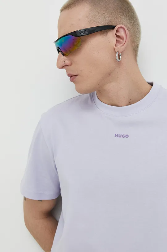 fioletowy HUGO t-shirt bawełniany Męski
