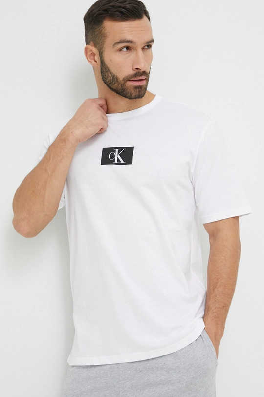 biały Calvin Klein Underwear t-shirt piżamowy bawełniany