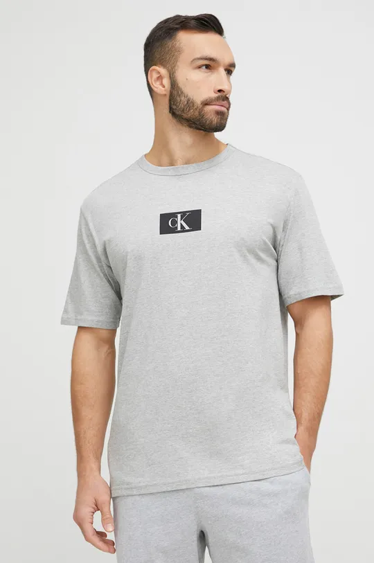 γκρί Βαμβακερή πιτζάμα μπλουζάκι Calvin Klein Underwear