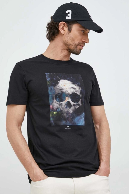 czarny PS Paul Smith t-shirt bawełniany Męski