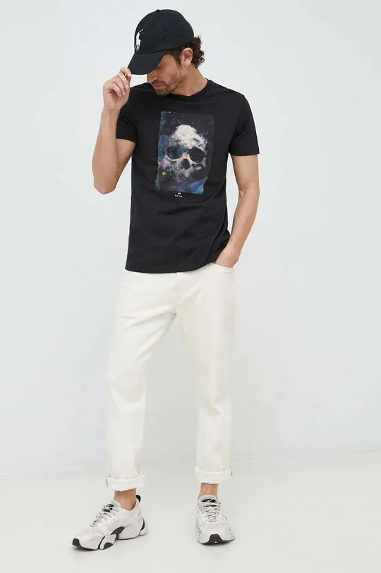 Βαμβακερό μπλουζάκι PS Paul Smith μαύρο