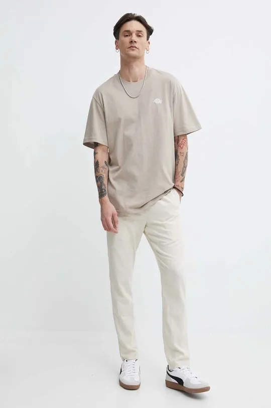 Calvin Klein Jeans Sort vaflet T-shirt med lange ærmer og monogram-badge beige