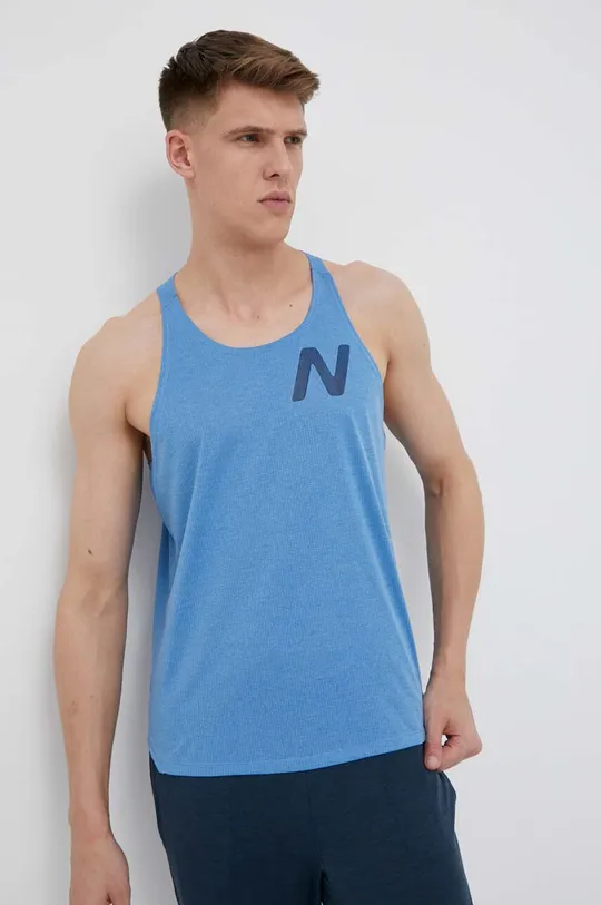 New Balance t-shirt do biegania Graphic Impact Run niebieski