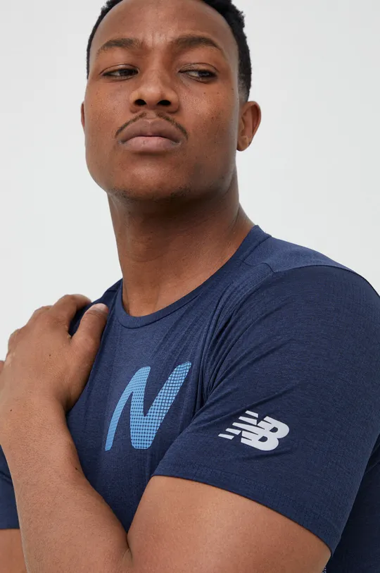 granatowy New Balance t-shirt do biegania Impact Męski
