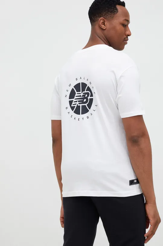 λευκό Βαμβακερό μπλουζάκι New Balance