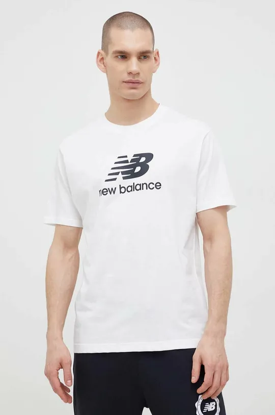 biały New Balance t-shirt bawełniany