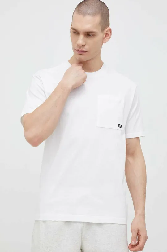 bela Bombažna kratka majica New Balance Moški