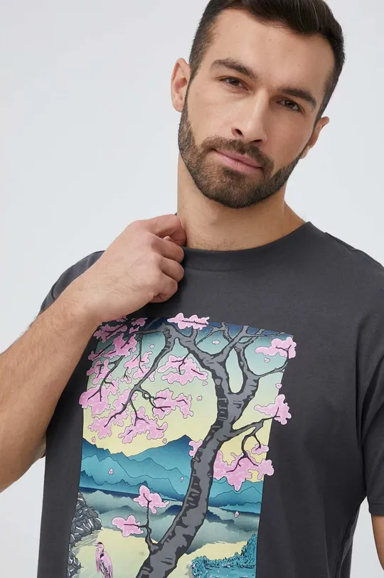szary New Balance t-shirt bawełniany Męski
