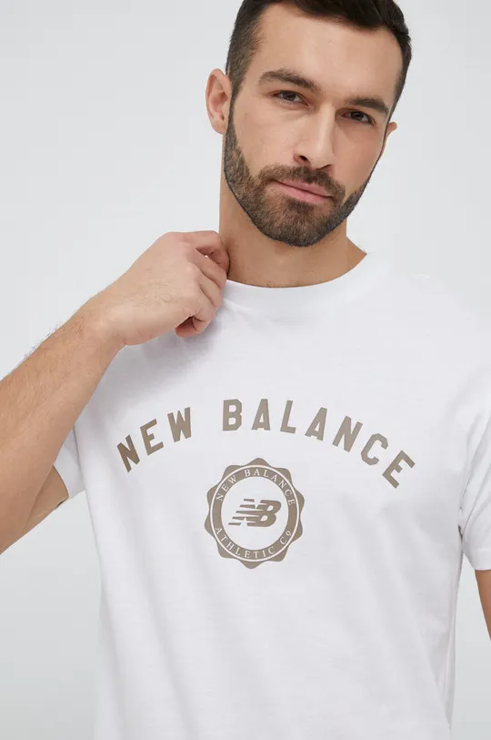 λευκό Μπλουζάκι New Balance Ανδρικά