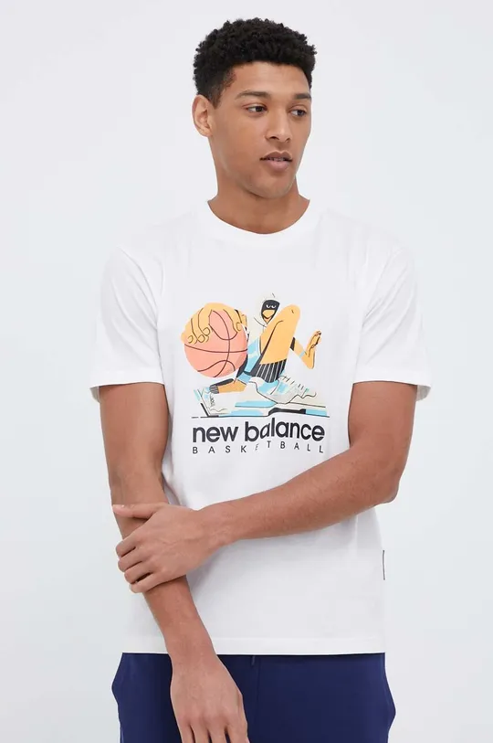 biały New Balance t-shirt bawełniany